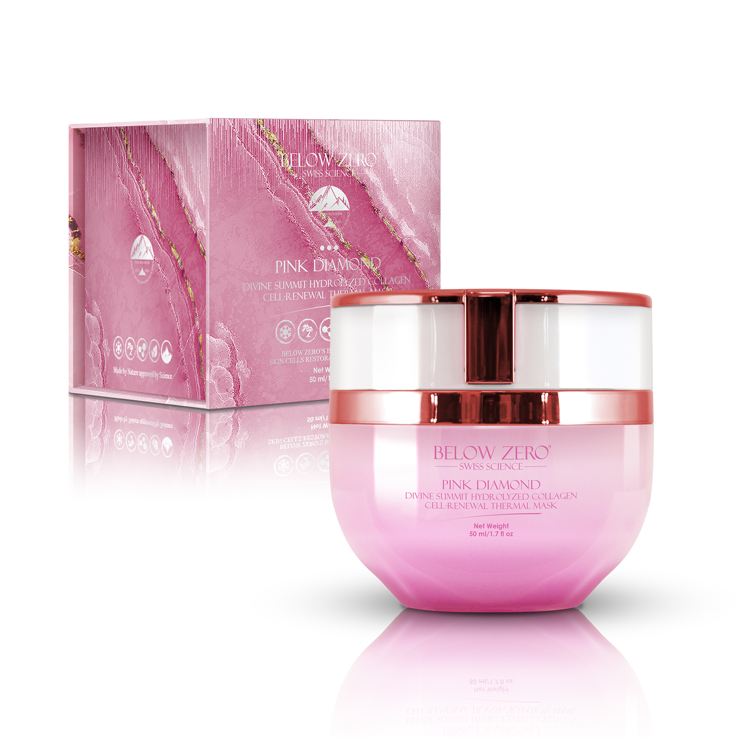 Below Zero Pink Diamond Divine Summit Hydrolyzed Collagen Cell-Renewal Thermal Mask